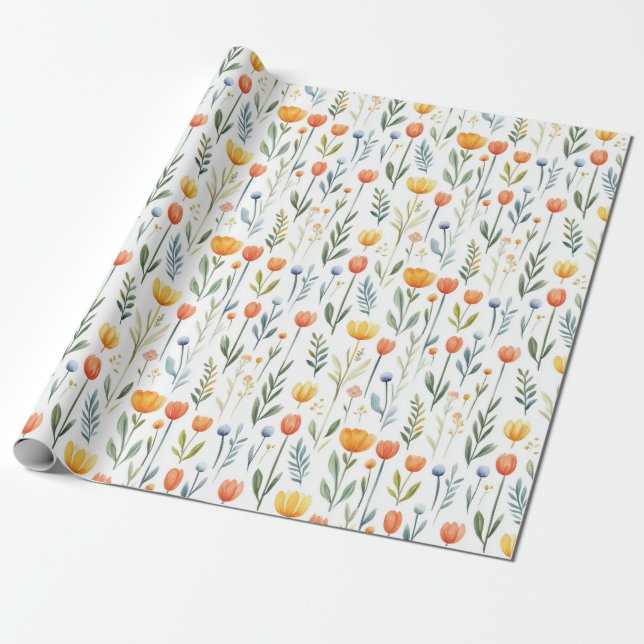 Papel De Presente Tulip Birthday Gift Wrapping Paper for Her (Desenrolado)
