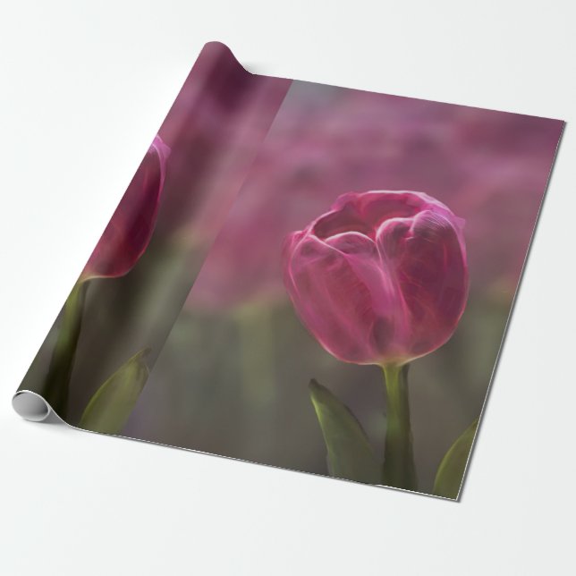 Papel De Presente Tulip Bokeh Rosa (Desenrolado)
