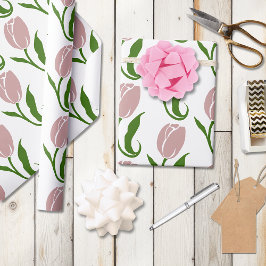 Papel De Presente Tulip Floral Rosa