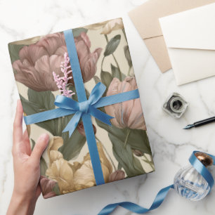 Papel De Presente Tulipa Multicolor Estilo Jardim Padrão Floral Marf