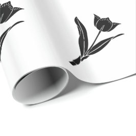 Papel De Presente Tulipa preta, preto e branco, flor, floral