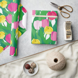 Papel De Presente Tulipas adoráveis.
