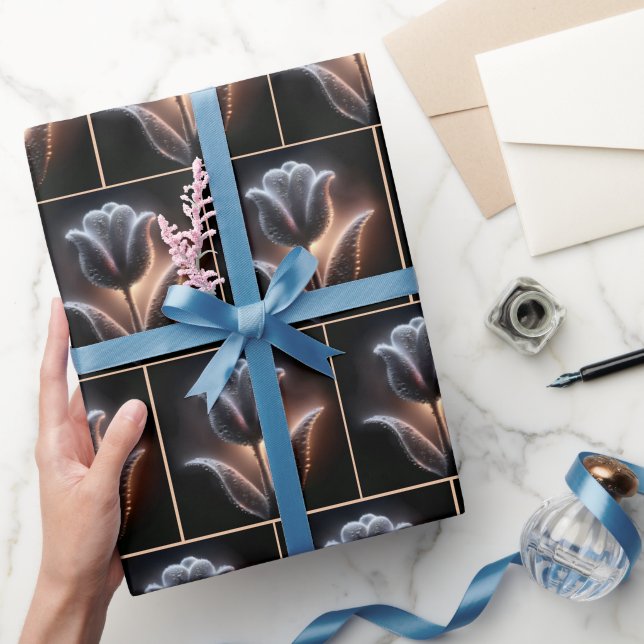 Papel De Presente Tulipas Brilhantes Com Gotas De Chuva (Presentear)