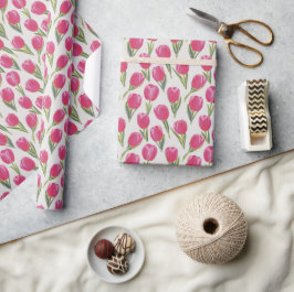 Papel De Presente Tulipas de Aquarela