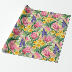 Papel De Presente Tulipas, Narcisos, Jacintos em Estilo de Tinta Alc