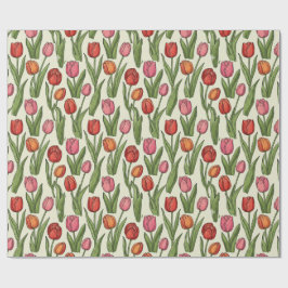 Papel De Presente Tulipas vermelhas Design