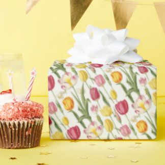 Papel De Presente Tulipas Vintage Coloridas