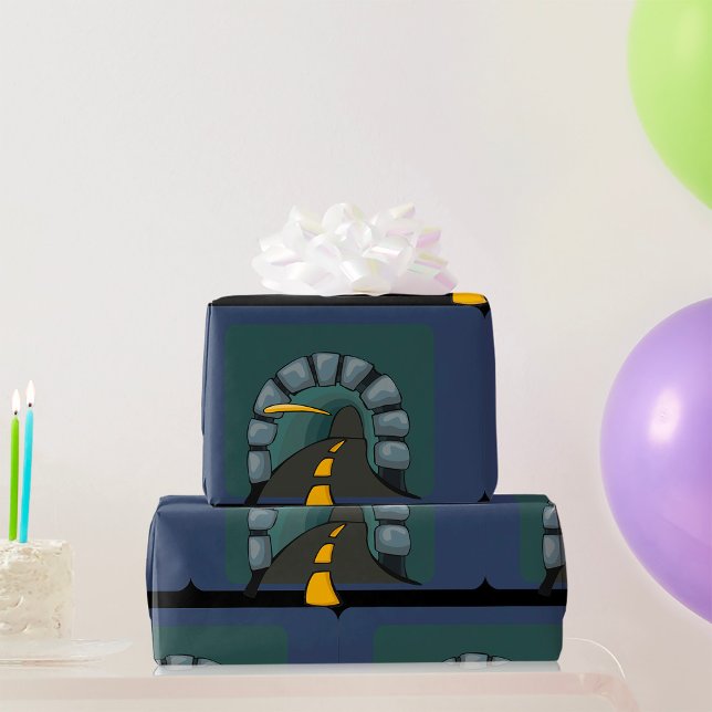 Papel De Presente Túnel Rodoviário com Marcações de Linha Amarela (Criador carregado)