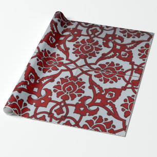 Papel De Presente Turco Red Cerâmica Floral