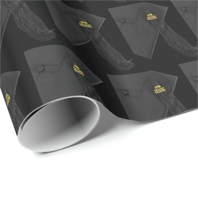 Papel De Presente Turma de 2026 Graduação Digna com Borla Preta (Ponta do rolo)