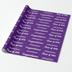 Papel De Presente Turma de 2026 Roxo Nome do Graduado Parabéns