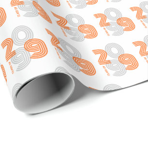 Papel De Presente Turma de Números Grandes Retro Laranja