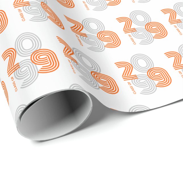 Papel De Presente Turma de Números Grandes Retro Laranja (Ponta do rolo)