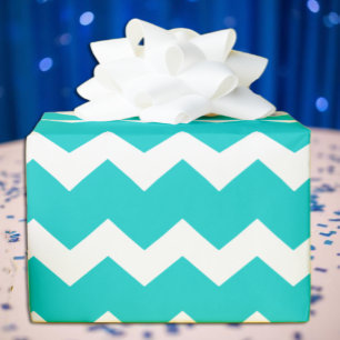 Papel De Presente Turquesa Azul Chevron