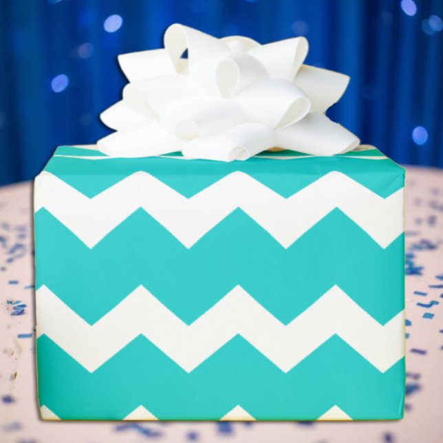 Papel De Presente Turquesa Azul Chevron (Criador carregado)