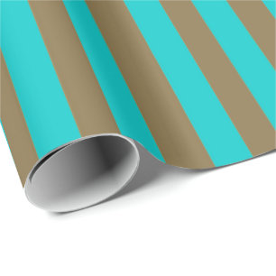Papel De Presente Turquesa Azul e Faixa Dourada