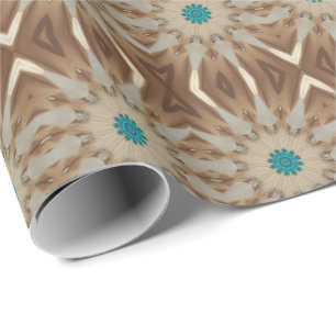 Papel De Presente Turquesa chique de Brown do design Kaleidoscopic