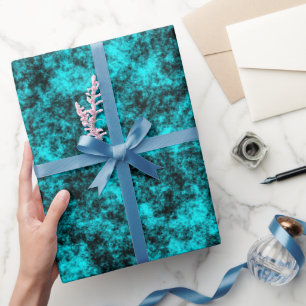 Papel De Presente Turquesa de Luxo & Mármore Preto
