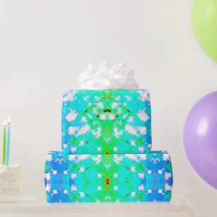 Papel De Presente Turquesa e Impressão verde