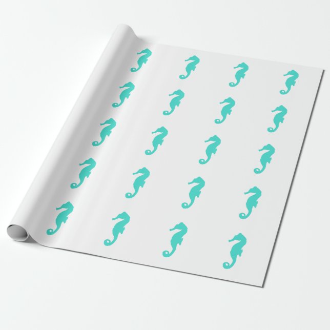 Papel De Presente Turquesa Em Cavalo Costeiro Branco De Decoração Co (Desenrolado)