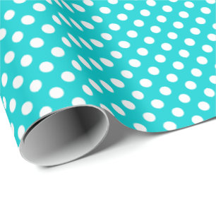 Papel De Presente Turquesa Escura Polkadot