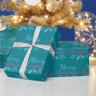 Papel De Presente Turquesa Feriada E Feliz Natal