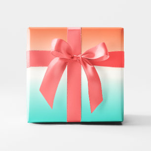 Papel De Presente Turquesa Ombre Branco Coral