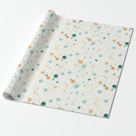 Papel De Presente Turquesa Pontos de Tangerina
