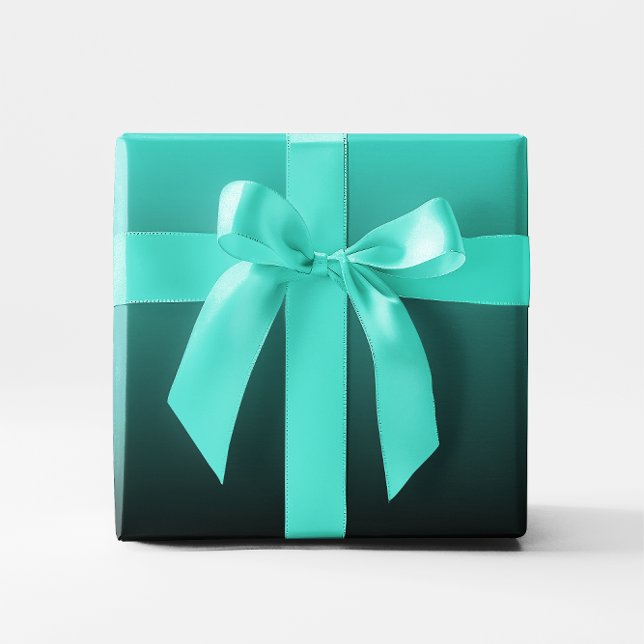 Papel De Presente Turquesa Preta Ombre (Black Turquoise Gradient Ombre Wrapping Paper)