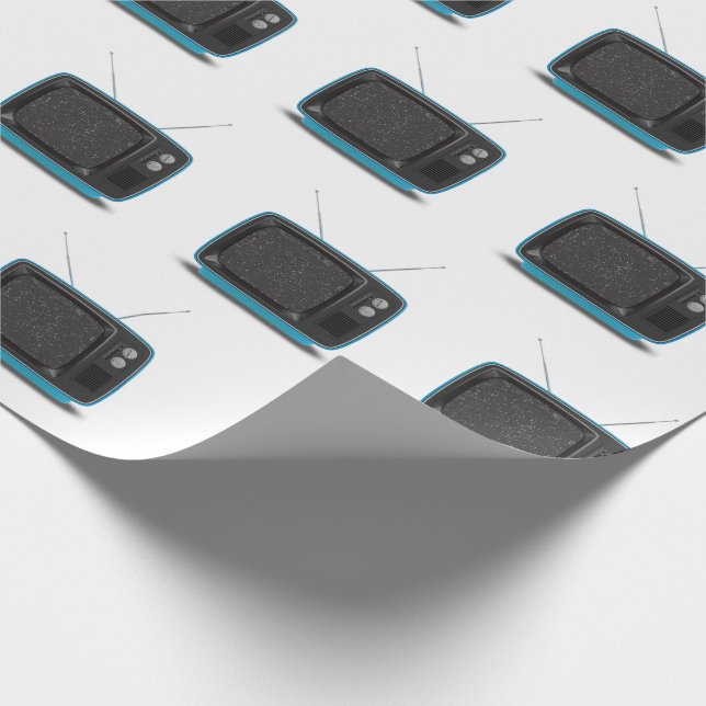 Papel De Presente Turquoise Retro TV (Ponta)