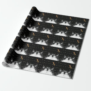 Papel De Presente Tuxedo Cat Surpreendido por Dragonfly
