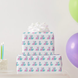 Papel De Presente Twin Aqua e Dinossauro Rosa