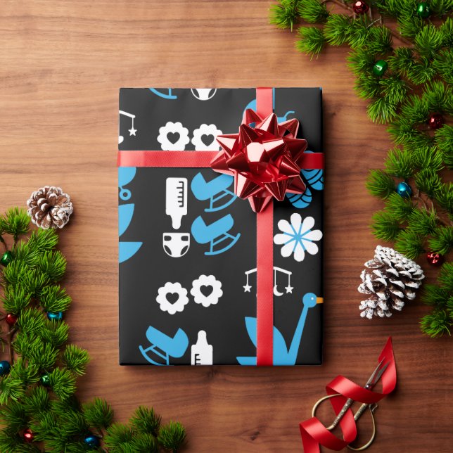 Papel De Presente Twin Boy Stalk Delivery Blue (Presente de Natal)
