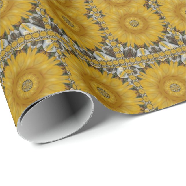 Papel De Presente Twin Sun Floral Patteral art Design (Ponta do rolo)