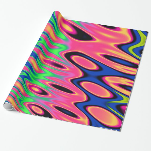 Papel De Presente Twirls fluorescentes Trippy (Desenrolado)