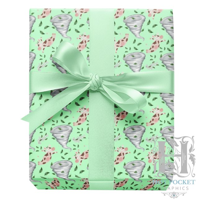 Papel De Presente Twisters Tornado Gift Wrapping Paper - Green (Criador carregado)