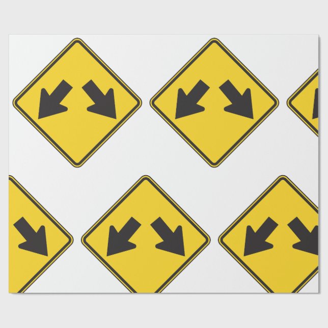 Papel De Presente Two Downward Arrows Warning Road Sign (Aberto)