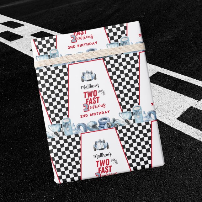 Papel De Presente Two Fast 2nd birthday Boy Racing Car  (Criador carregado)