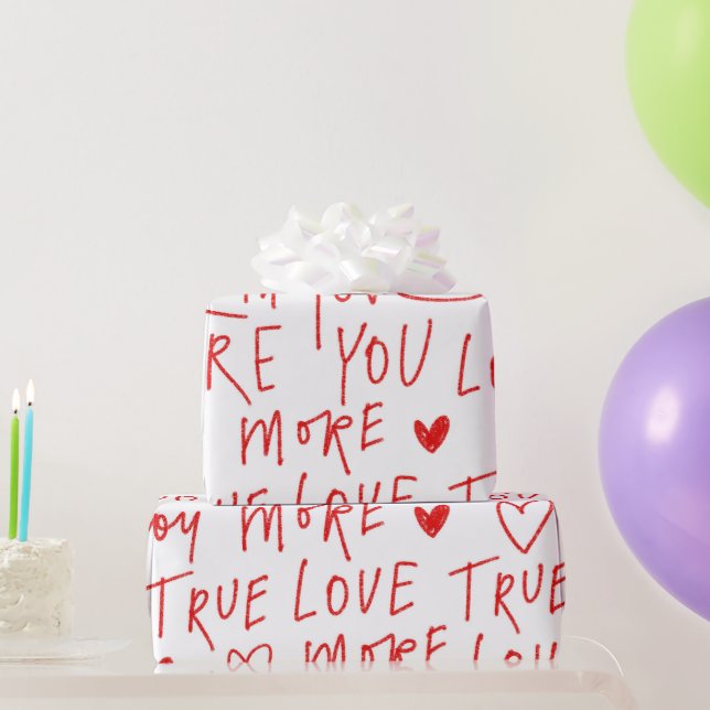 Papel De Presente Typewriting Love  (Presentes para festas)