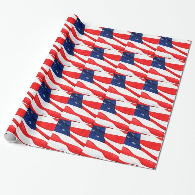 Papel De Presente U.S.A. Bandeira (Desenrolado)