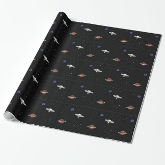Papel De Presente UFO na ilustração do espaço