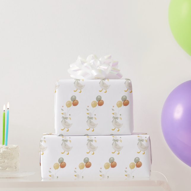 Papel De Presente Um Aniversário Bobo de Ganso na Primavera (Presentes para festas)