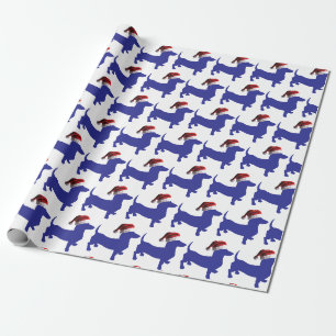 Papel De Presente Um belo Dachshund com um chapéu de Papai Noel