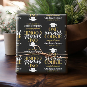 Papel De Presente Um Biscoito Inteligente - Graduação Dourada Preta 