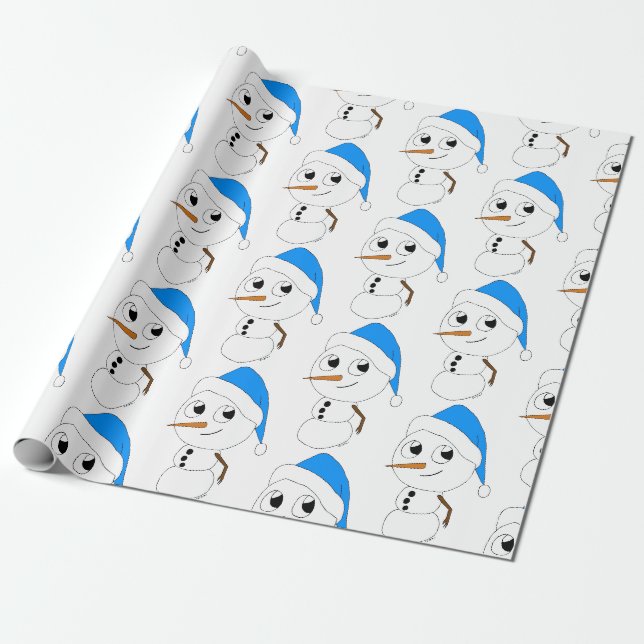 Papel De Presente um boneco de neve chibi (Desenrolado)