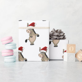 Papel De Presente Um burro com chapéu de Natal