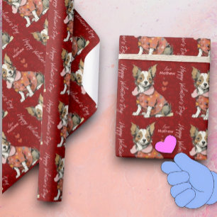Papel De Presente Um Chihuahua fofo num cartão de Dia de os namorado