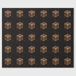 Papel De Presente Um Cubo Fractal Metálico Com Explosões de Estrelas