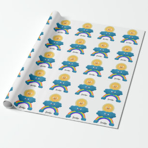 Papel De Presente Um desenho animado da nuvem-arco-íris, uma nuvem d