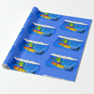 Papel De Presente Um desenho animado de lagarto-do-pescoço